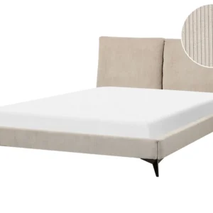 Corduroy EU King Size Bed Taupe MELLE
