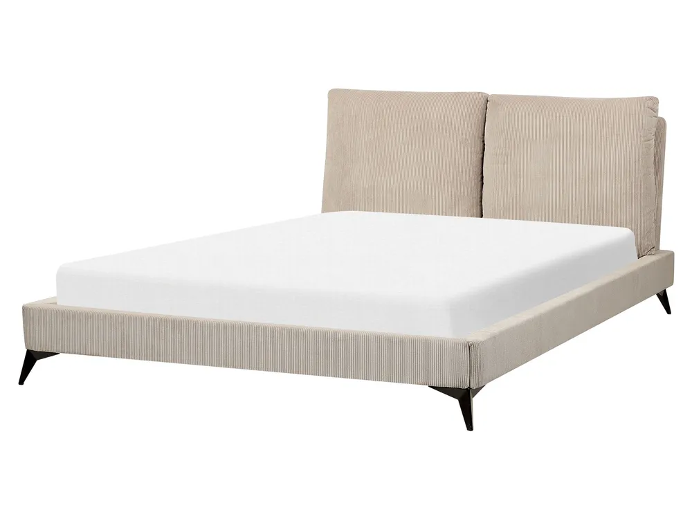 Corduroy EU King Size Bed Taupe MELLE
