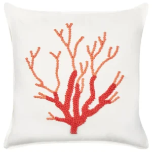 Cotton Cushion Coral Motif 45 x 45 cm Branco CORALIUM