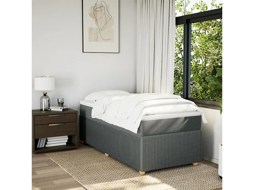 Design de Luxo Cama com molas/colchão 100x200 cm tecido cinza-escuro