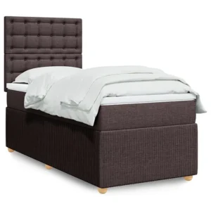 Design de Luxo Cama com molas/colchão 100x200 cm tecido castanho-escuro
