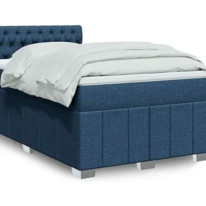 Design de Luxo Cama com molas/colchão 120x200 cm tecido azul