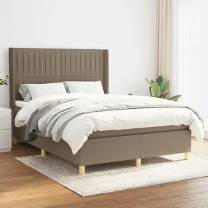 Design de Luxo Cama com molas/colchão 140x200 cm tecido castanho-acinzentado