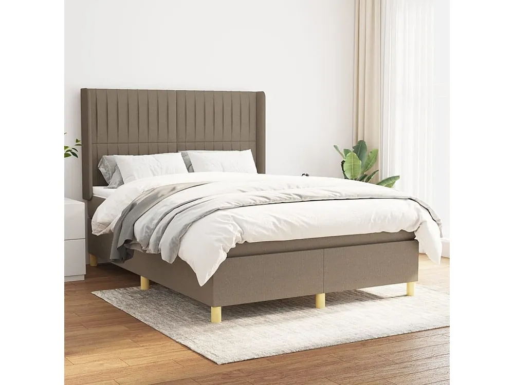 Design de Luxo Cama com molas/colchão 140x200 cm tecido castanho-acinzentado