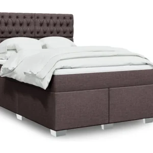 Design de Luxo Cama com molas/colchão 160x200 cm tecido castanho-escuro