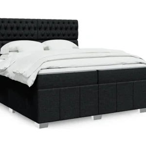 Design de Luxo Cama com molas/colchão 200x200 cm tecido preto