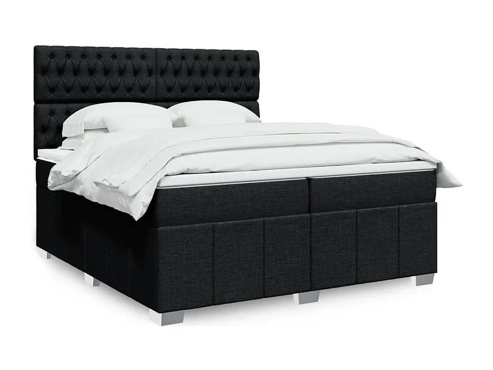 Design de Luxo Cama com molas/colchão 200x200 cm tecido preto