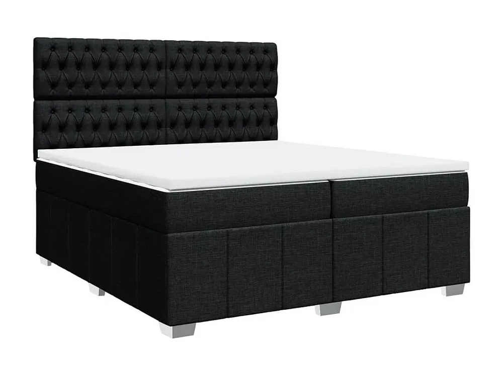 Design de Luxo Cama com molas/colchão 200x200 cm tecido preto