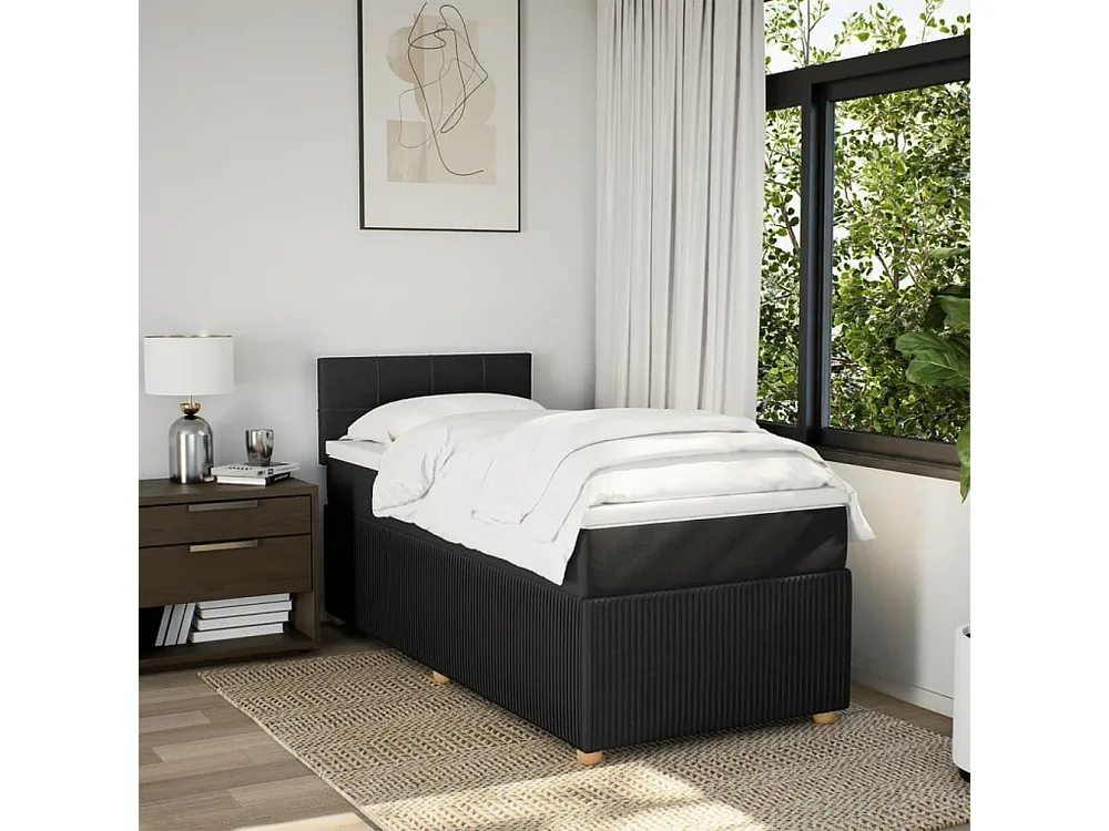 Design de Luxo Cama com molas/colchão 80x200 cm tecido preto