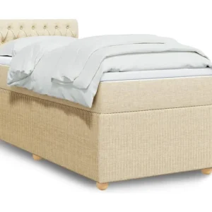 Design de Luxo Cama com molas/colchão 90x190 cm tecido cor creme