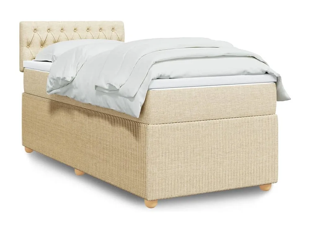 Design de Luxo Cama com molas/colchão 90x190 cm tecido cor creme