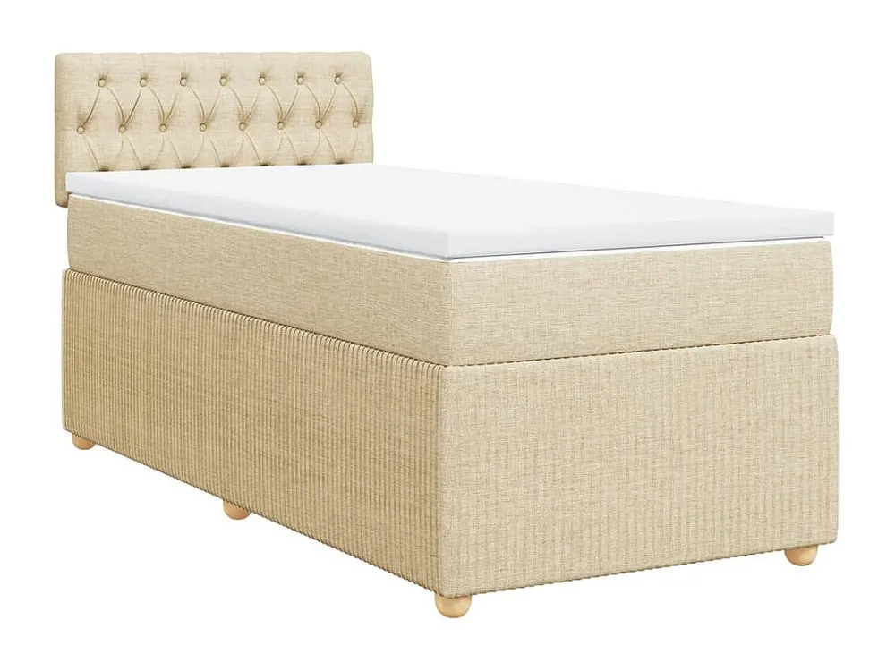 Design de Luxo Cama com molas/colchão 90x190 cm tecido cor creme