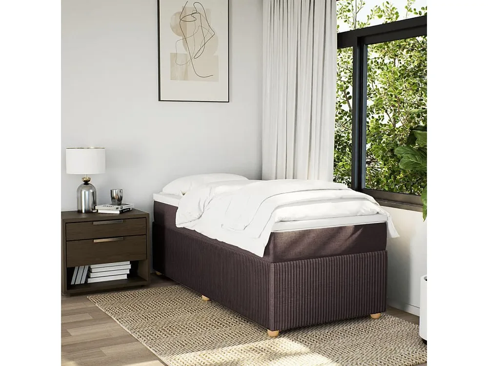 Design de Luxo Cama com molas/colchão 90x190 cm tecido castanho-escuro