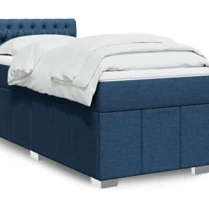 Design de Luxo Cama com molas/colchão 90x200 cm tecido azul