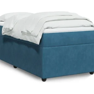 Design de Luxo Cama com molas/colchão 90x200 cm veludo azul-escuro