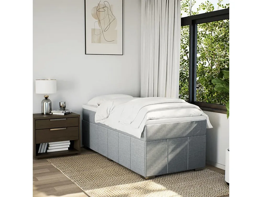 Design de Luxo Cama com molas/colchão 90x200 cm tecido cinza-claro