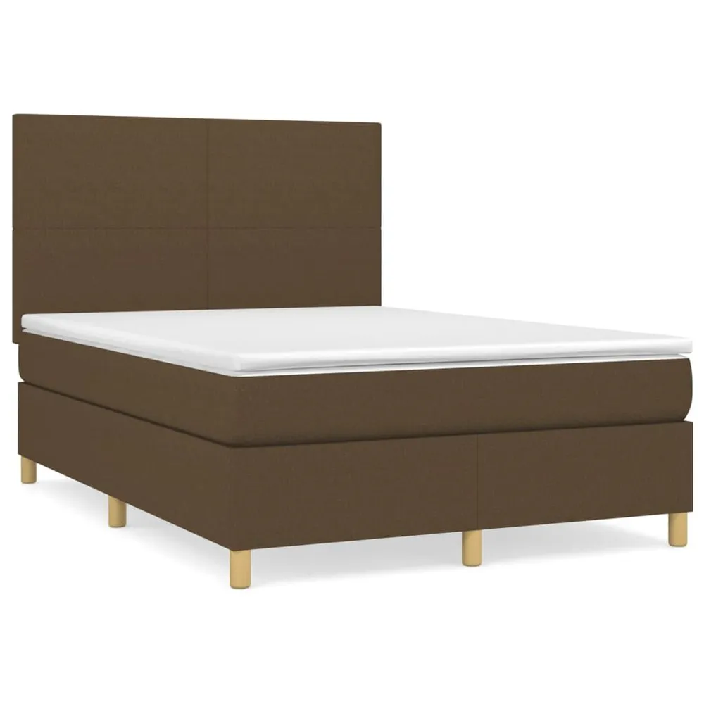 Design de Luxo Cama com molasemcolchão 140x190 cm tecido castanho-escuro