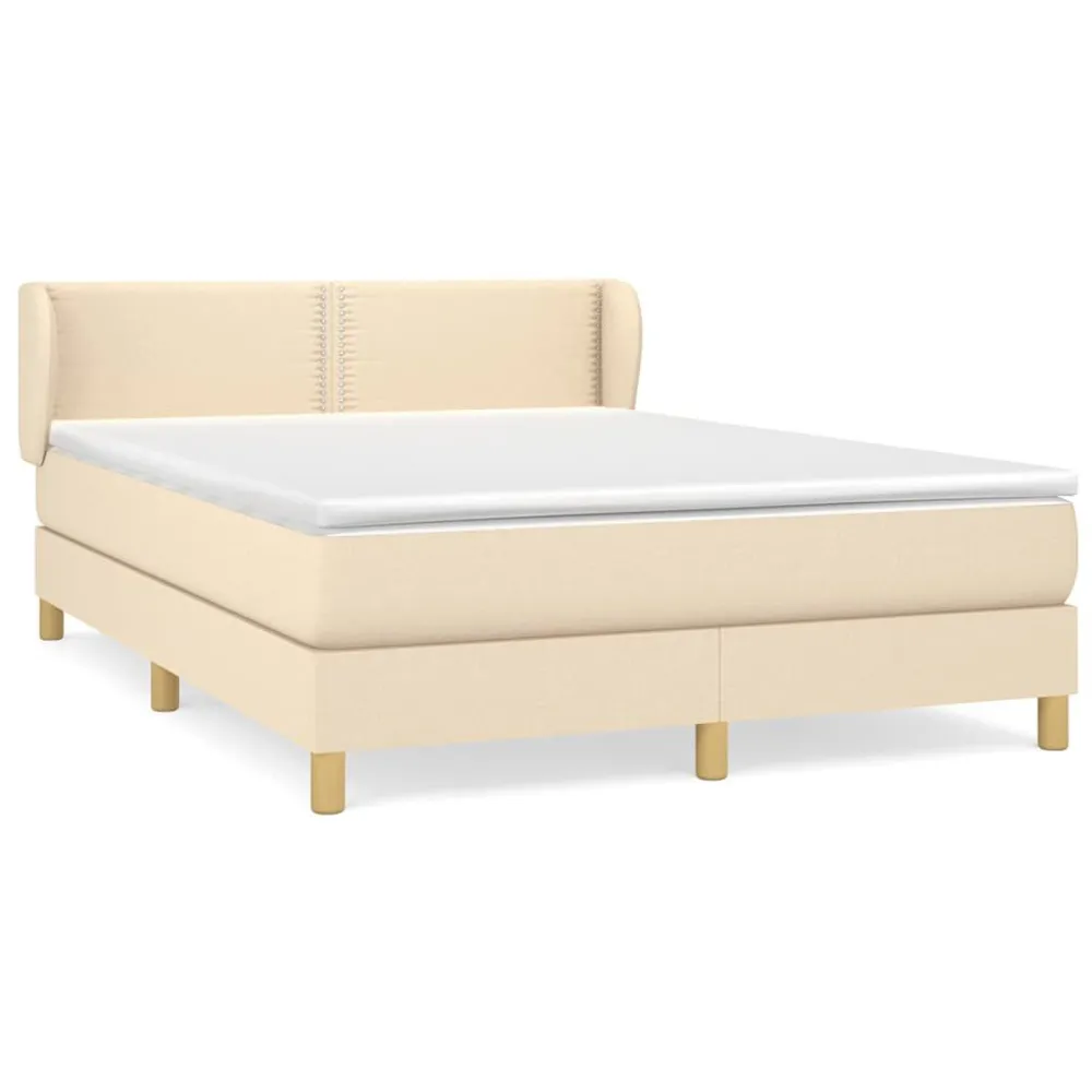 Design de Luxo Cama com molasemcolchão 140x190 cm tecido cor creme