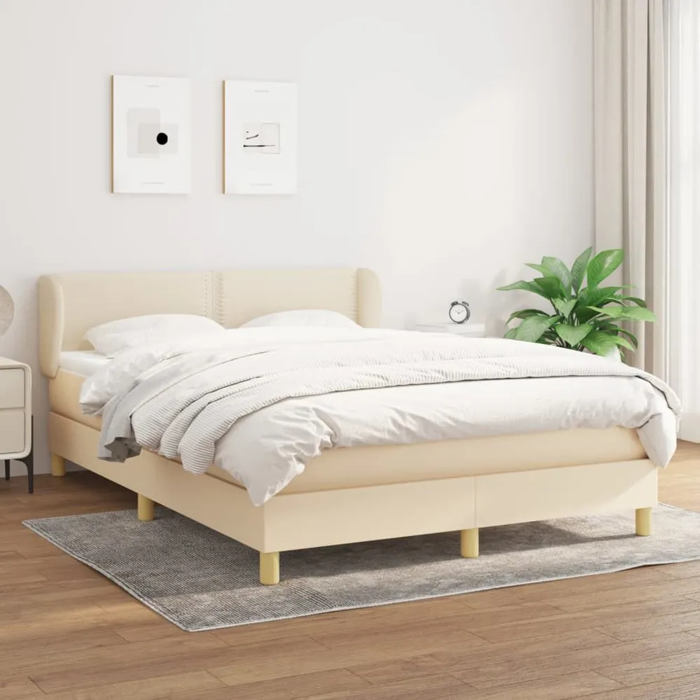 Design de Luxo Cama com molasemcolchão 140x190 cm tecido cor creme