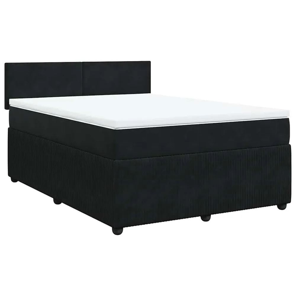 Design de Luxo Cama com molasemcolchão 140x190 cm veludo preto