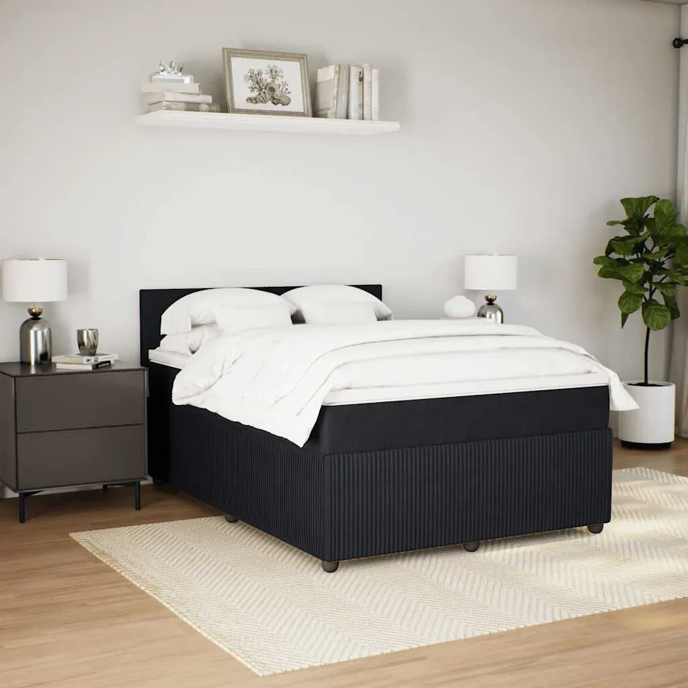 Design de Luxo Cama com molasemcolchão 140x190 cm veludo preto