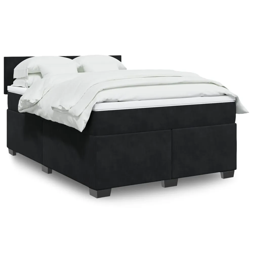 Design de Luxo Cama com molasemcolchão 140x190 cm veludo preto