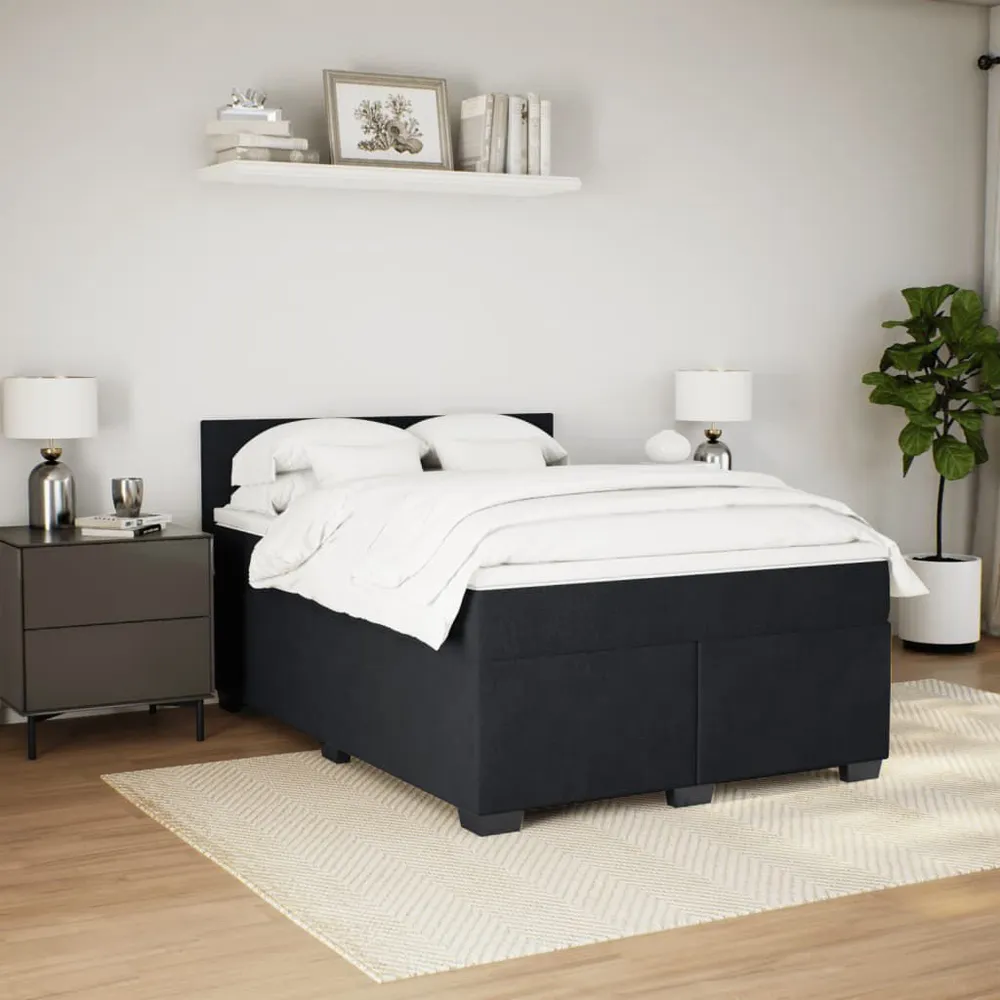 Design de Luxo Cama com molasemcolchão 140x190 cm veludo preto
