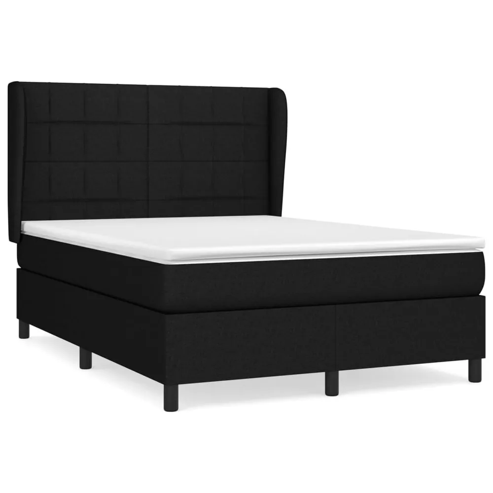 Design de Luxo Cama com molasemcolchão 140x200 cm tecido preto