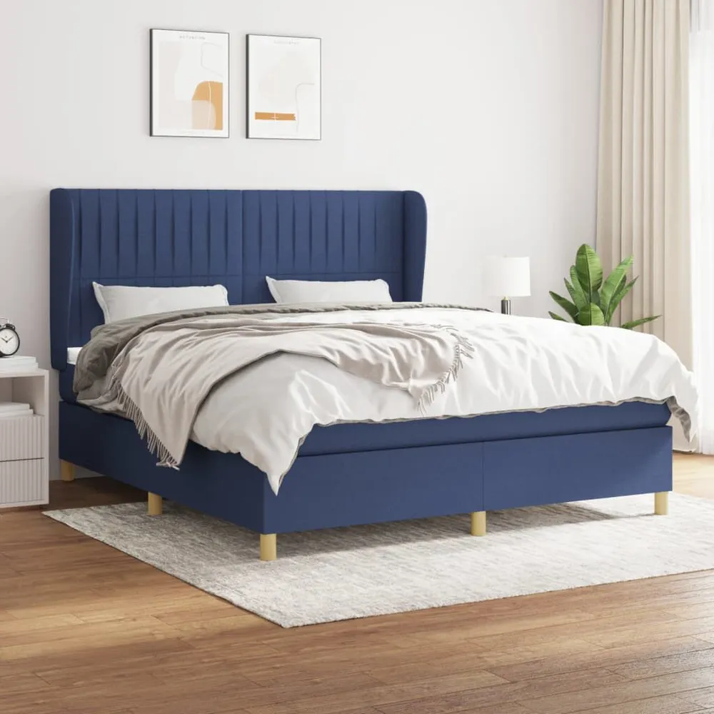 Design de Luxo Cama com molasemcolchão 180x200 cm tecido azul