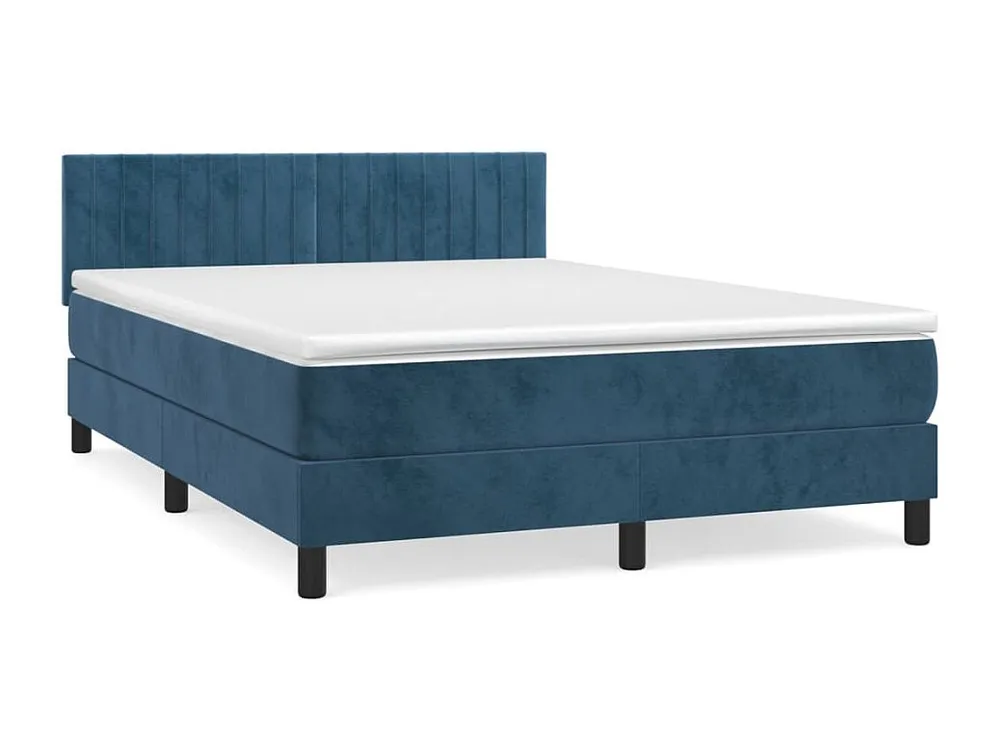 Ergonômico Cama com molas/colchão 140x190 cm veludo azul-escuro