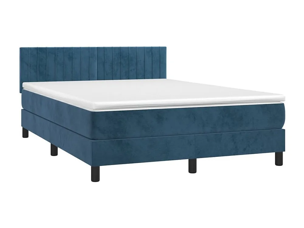 Ergonômico Cama com molas/colchão 140x190 cm veludo azul-escuro