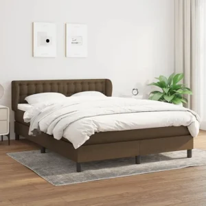Ergonômico Cama com molas/colchão 140x200 cm tecido castanho-escuro