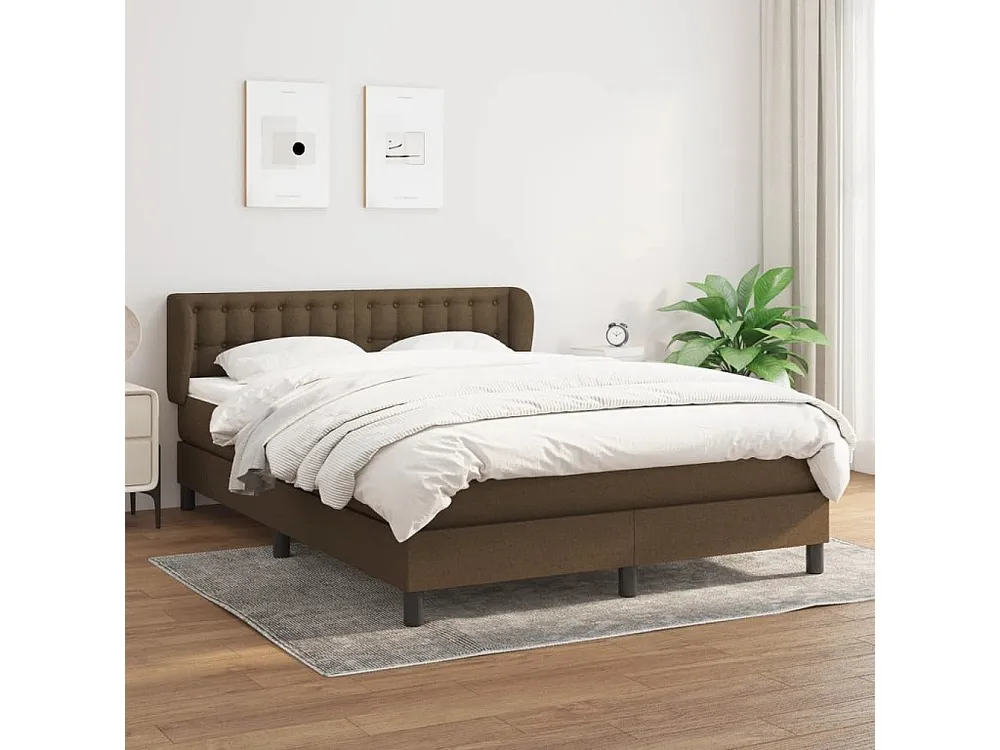 Ergonômico Cama com molas/colchão 140x200 cm tecido castanho-escuro