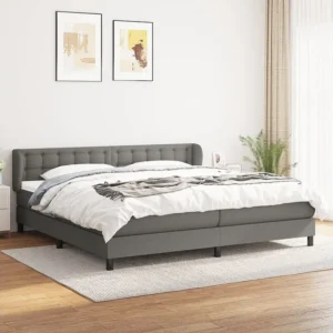 Ergonômico Cama com molas/colchão 200x200 cm tecido cinzento-escuro