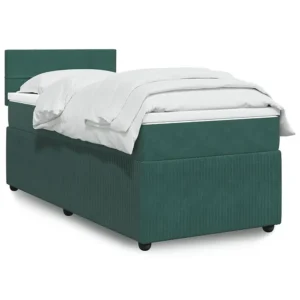 Ergonômico Cama com molas/colchão 90x190 cm veludo verde-escuro