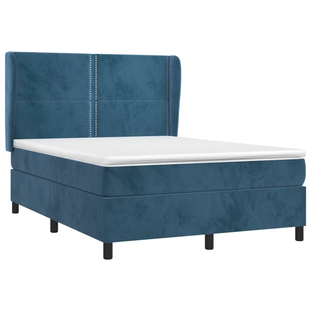 Ergonômico Cama com molasemcolchão 140x200 cm veludo azul-escuro
