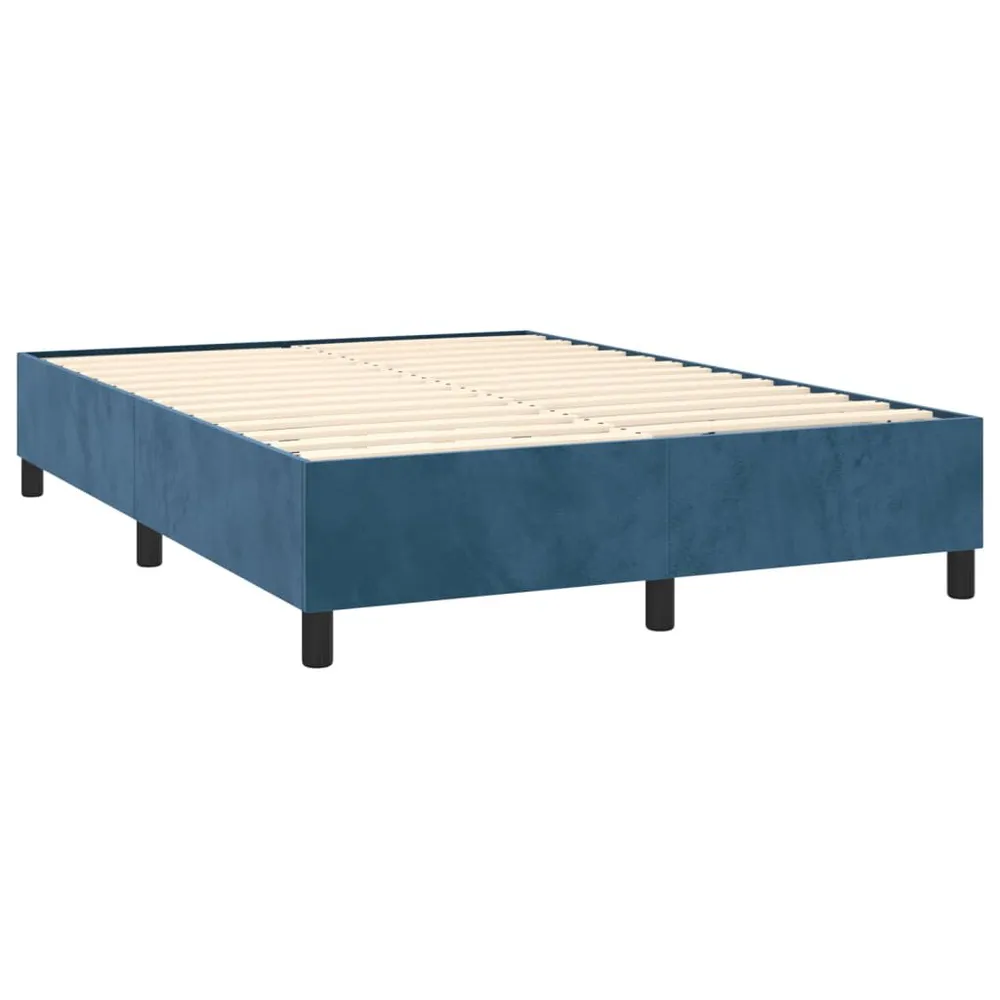 Ergonômico Cama com molasemcolchão 140x200 cm veludo azul-escuro
