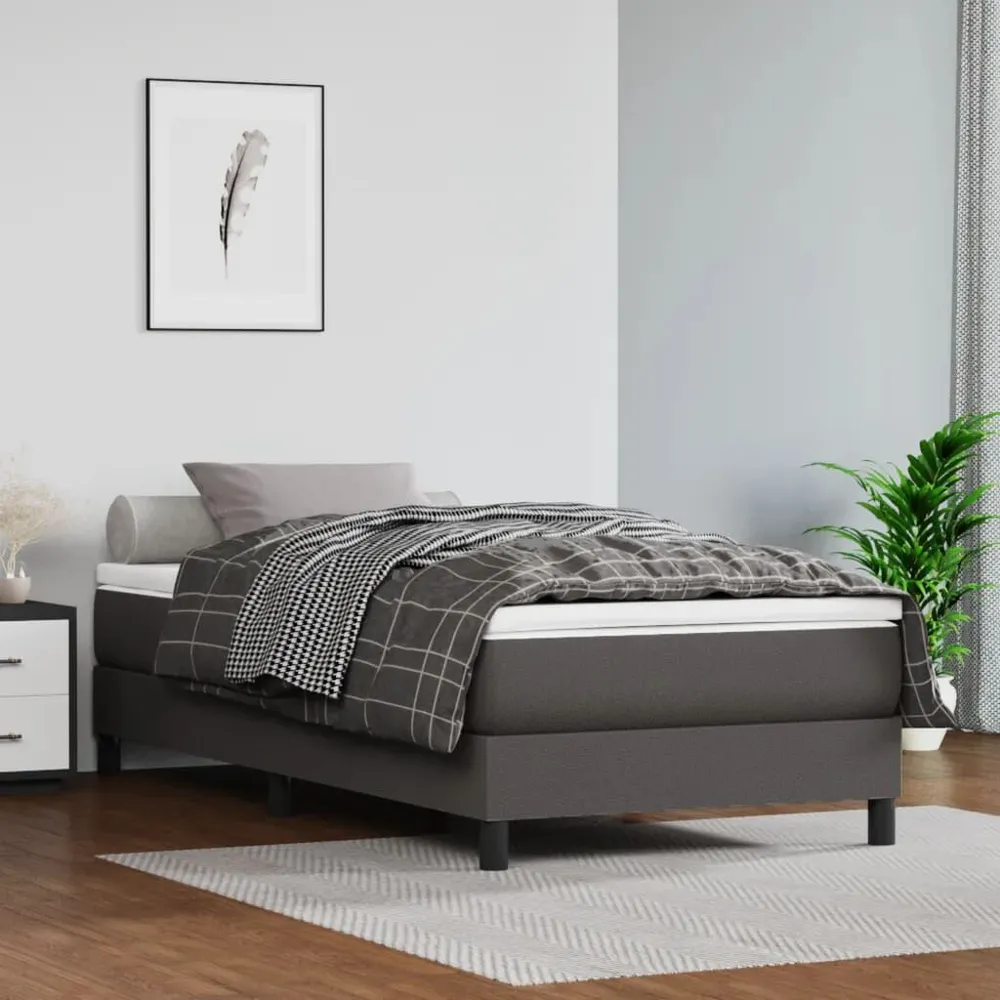 Ergonômico Colchão de molas ensacadas 100x200x20 cm couro artificial cinza
