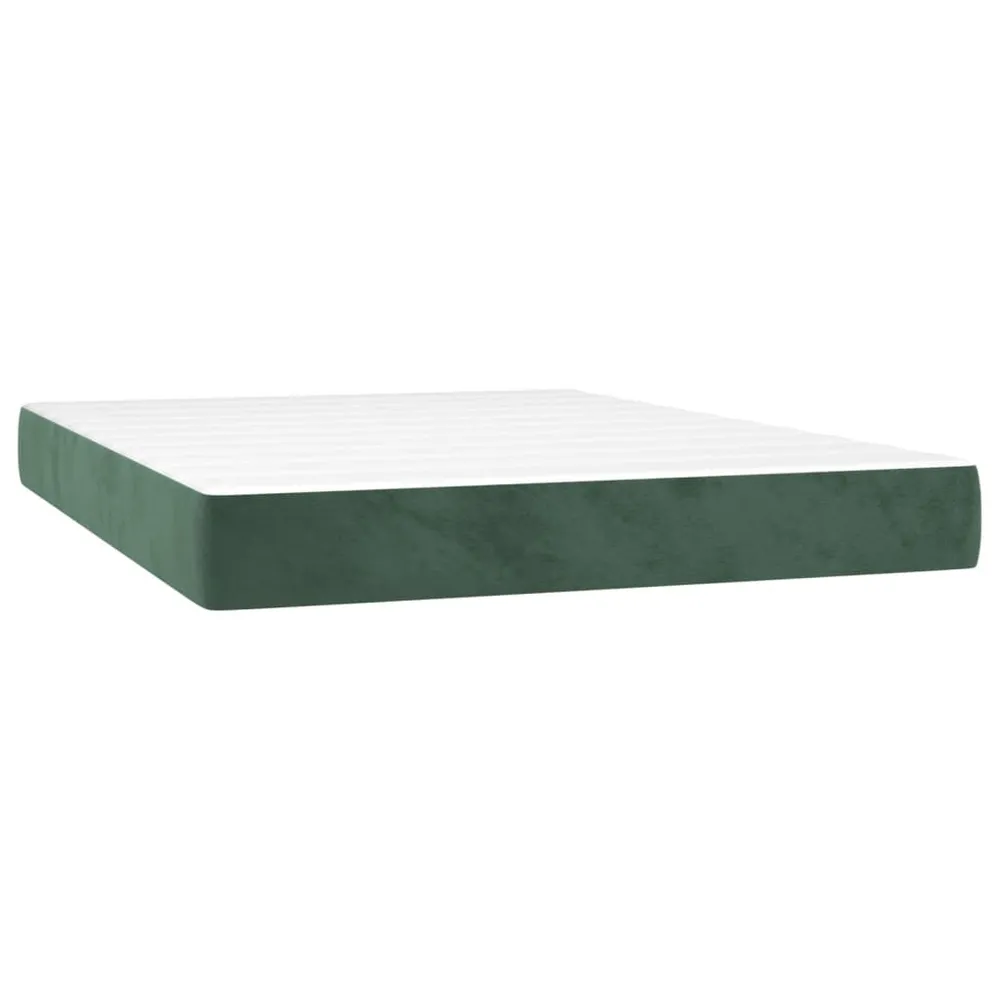 Ergonômico Colchão de molas ensacadas 140x200x20 cm veludo verde-escuro