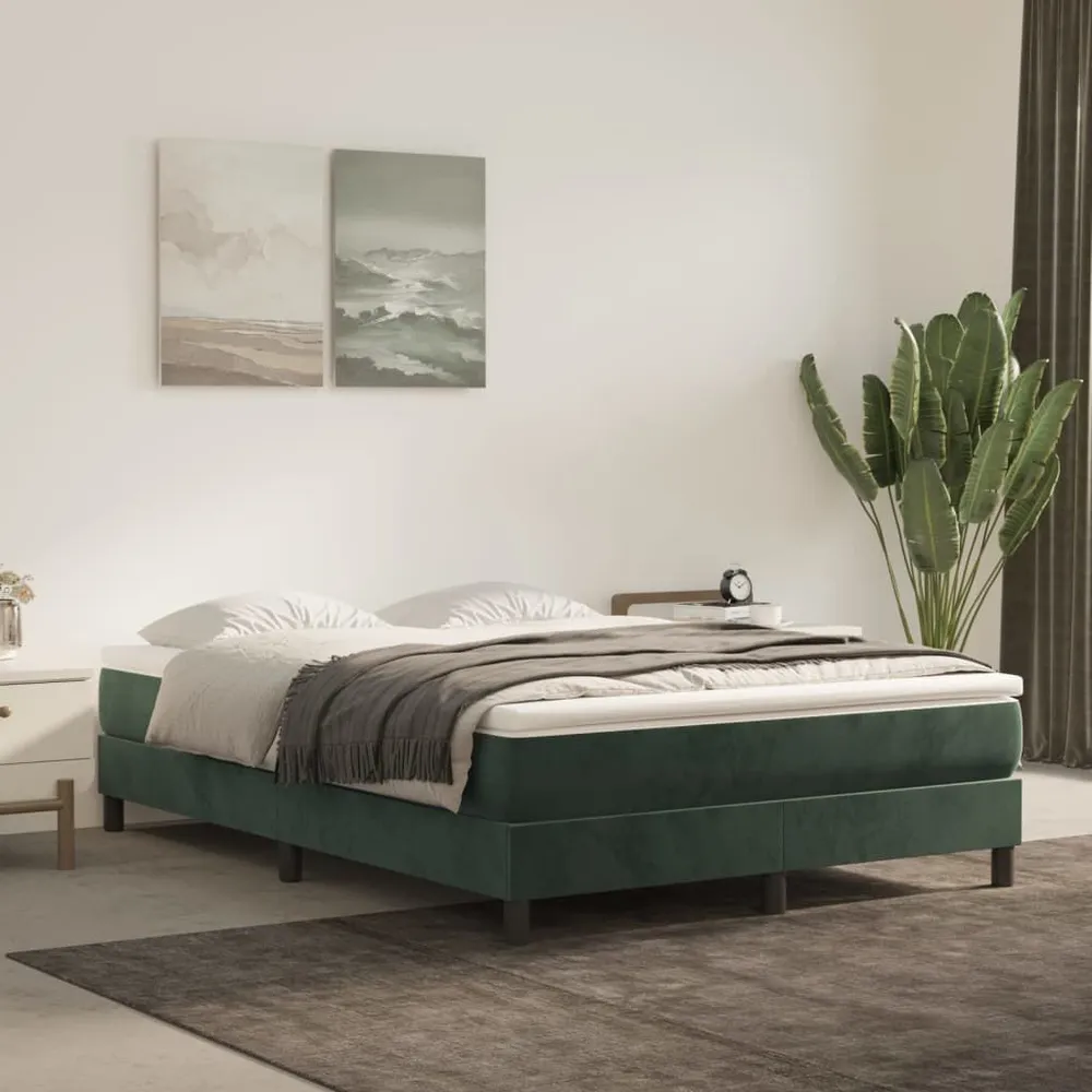 Ergonômico Colchão de molas ensacadas 140x200x20 cm veludo verde-escuro