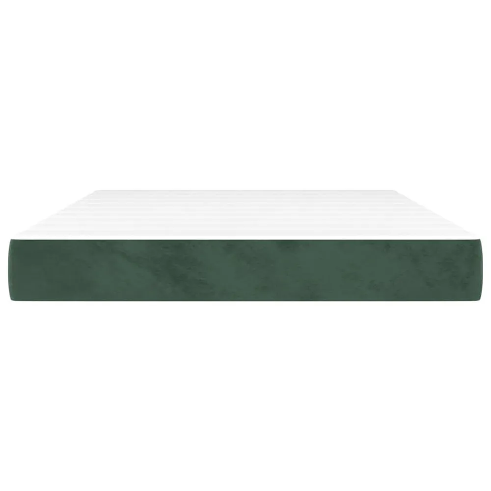 Ergonômico Colchão de molas ensacadas 140x200x20 cm veludo verde-escuro