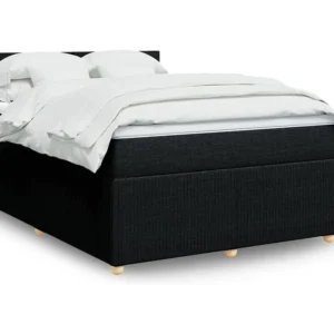 Guarda-Roupa Espelhado Cama com molas/colchão 140x190 cm tecido preto