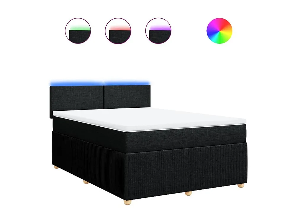 Guarda-Roupa Espelhado Cama com molas/colchão 140x190 cm tecido preto