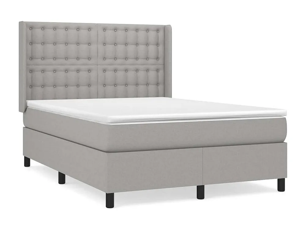 Guarda-Roupa Espelhado Cama com molas/colchão 140x190 cm tecido cinzento-claro