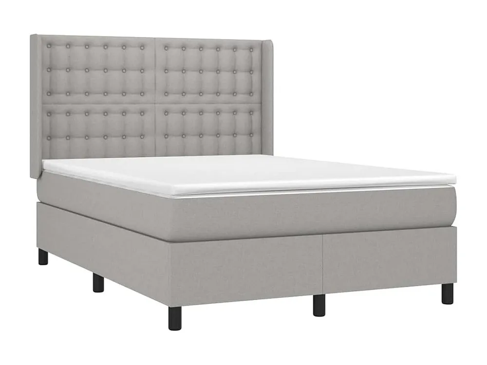 Guarda-Roupa Espelhado Cama com molas/colchão 140x190 cm tecido cinzento-claro