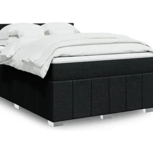 Guarda-Roupa Espelhado Cama com molas/colchão 140x190 cm tecido preto