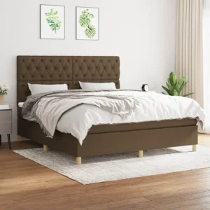 Guarda-Roupa Espelhado Cama com molas/colchão 160x200 cm tecido castanho-escuro