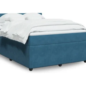 Guarda-Roupa Espelhado Cama com molas/colchão 160x200 cm veludo azul