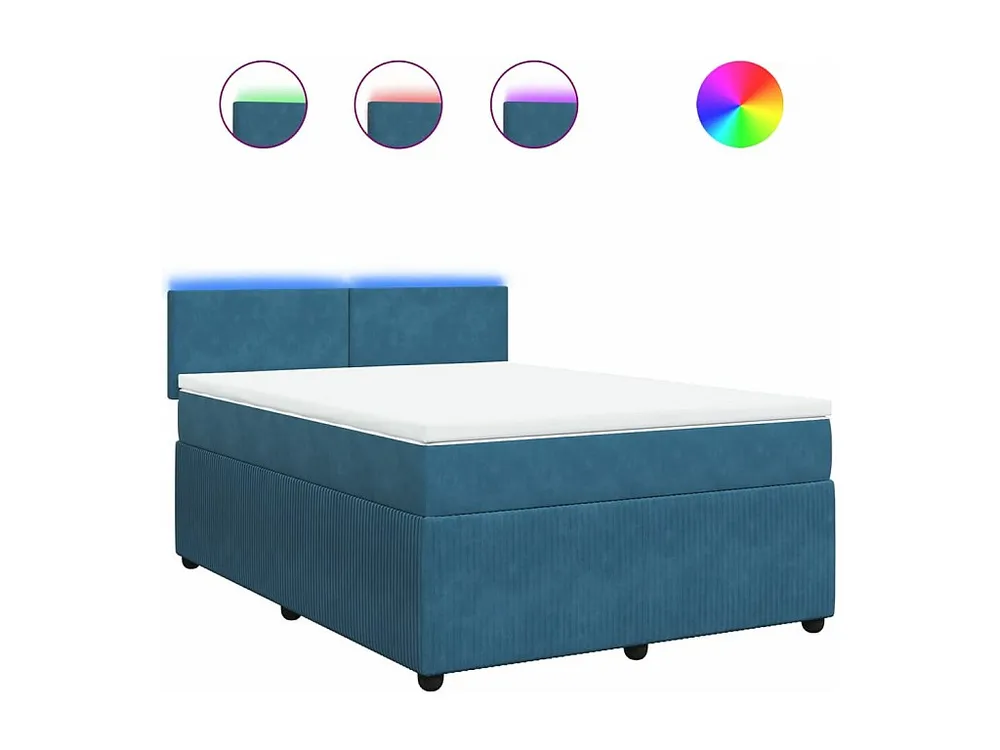 Guarda-Roupa Espelhado Cama com molas/colchão 160x200 cm veludo azul