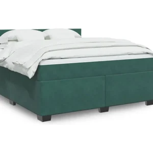 Guarda-Roupa Espelhado Cama com molas/colchão 180x200 cm veludo verde-escuro